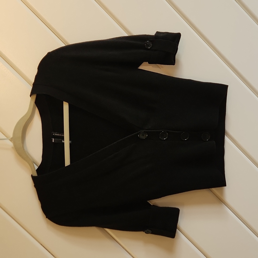 L juniors button cropped sweater